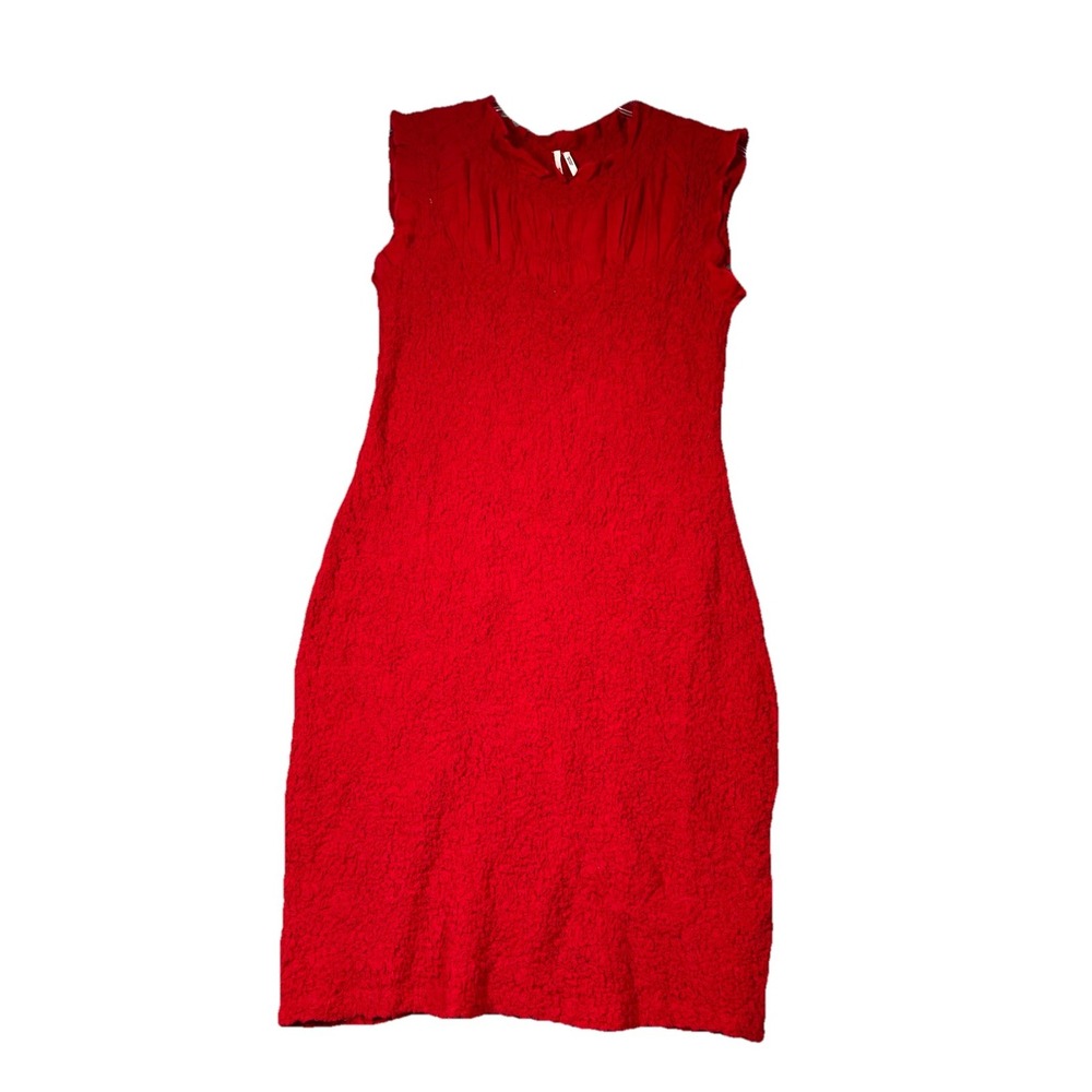 Anthropologie Ruffle‎ Trim Textured Mini Dress in Red Size XS